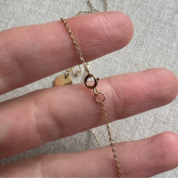 Gold filled dainty necklace simple circle disk pendant charm gold 16” chain - Picture 11 of 12